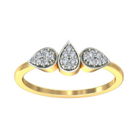 Floral Anniversary Rings For Her 0.18 Ct Diamond Solid 14K Gold