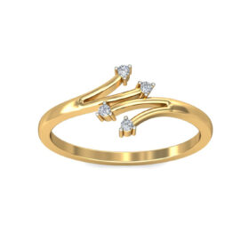 Stylish Casual Gold Rings 0.04 Ct Diamond Solid 14K Gold