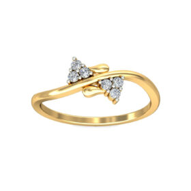 Sparking Casual Gold Rings 0.12 Ct Diamond Solid 14K Gold