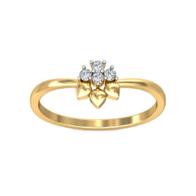 Shimmering Casual Rings For Women 0.08 Ct Diamond Solid 14K Gold