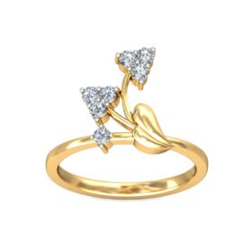 Glittering Promise Rings For Women 0.1 Ct Diamond Solid 14K Gold