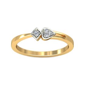 Floral Heart Promise Rings 0.05 Ct Diamond Solid 14K Gold