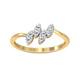 Bold Casual Rings For Women 0.2 Ct Diamond Solid 14K Gold