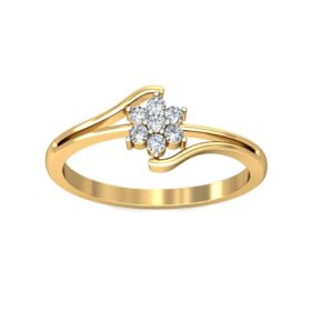 Brilliant Casual Rings For Ladies 0.13 Ct Diamond Solid 14K Gold