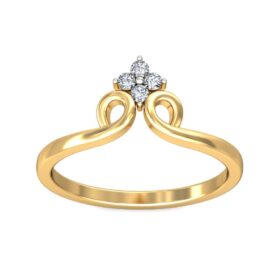 Bold Casual Rings For Ladies 0.06 Ct Diamond Solid 14K Gold