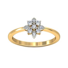 Brilliant Casual Gold Rings 0.11 Ct Diamond Solid 14K Gold