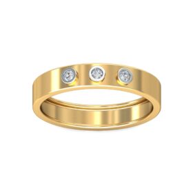 Handcrafted Band Rings 0.09 Ct Diamond Solid 14K Gold