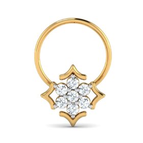 Contemporary gold nose ring 0.1 Ct Diamond Solid 14k Gold