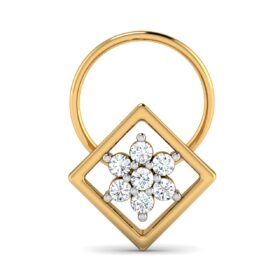 Elegant nose ring 0.1 Ct Diamond Solid 14k Gold