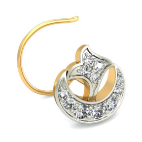 Bold nose ring designs 0.11 Ct Diamond Solid 14k Gold