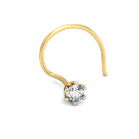 Brilliant nose ring 0.1 Ct Diamond Solid 14k Gold
