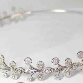 Wedding Headband 21.63 Carat Round Brilliant Diamond 61.684 Gms 14K Gold