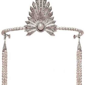 Pearl Headband 13.45 Carat Rose Cut Diamond & Pearl 77.2 Gms 925 Sterling Silver