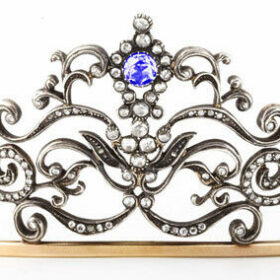 Vintage tiara 8.75 Carat Rose Cut Diamond & Sapphire 38.5 Gms 925 Sterling Silver