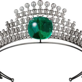 Birthday Crown 22.04 Carat Rose Cut Diamond & Emerald 71.1 Gms 925 Sterling Silver