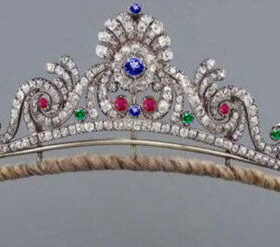 Wedding Tiaras 11.78 Carat Rose Cut Diamond & Ruby Emerald Sapphire 45.5 Gms 925 Sterling Silver