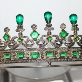 Wedding Tiaras 173.35 Carat Rose Cut Diamond & Emerald 167.5 Gms 925 Sterling Silver