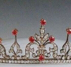 Art Deco Tiara 15.45 Carat Rose Cut Diamond & Ruby 51.5 Gms 925 Sterling Silver