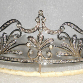 bridal tiara 8.1 Carat Rose Cut Diamond 70.55 Gms 925 Sterling Silver