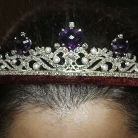 Princess Tiara 63.4 Carat Rose Cut Diamond & Amethyst Pearl 89.6 Gms 925 Sterling Silver