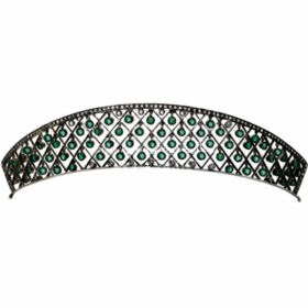 bridal tiara 40.79 Carat Rose Cut Diamond & Emerald 45.53 Gms 925 Sterling Silver