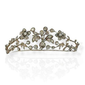 Princess Tiara 10.3 Carat Rose Cut Diamond 60.78 Gms 925 Sterling Silver