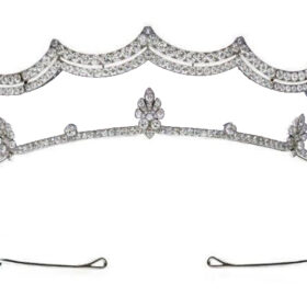 bridal tiara 12 Carat Rose Cut Diamond 64.22 Gms 925 Sterling Silver