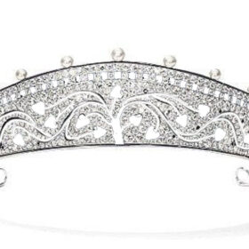 Queen Crown 20 Carat Rose Cut Diamond & 20 Carat Pearl 70 Gms 925 Sterling Silver