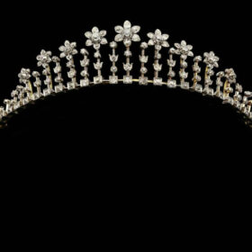 bridal tiara 12.3 Carat Rose Cut Diamond 70.9 Gms 925 Sterling Silver