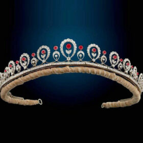 wedding crown 32.78 Carat Rose Cut Diamond & Ruby 65.5 Gms 925 Sterling Silver