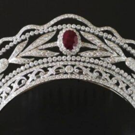 Victorian Crown 24.12 Carat Rose Cut Diamond & Ruby 79.6 Gms 925 Sterling Silver