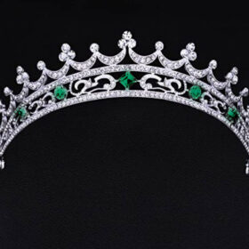 wedding crown 24.22 Carat Rose Cut Diamond & Emerald 47.43 Gms 925 Sterling Silver