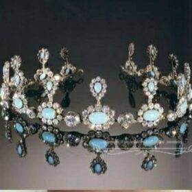 bridal tiara 70.89 Carat Rose Cut Diamond & Turquoise 70 Gms 925 Sterling Silver