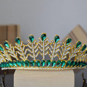 wedding crown 91 Carat Round Brilliant Diamond & Emerald 71.9 Gms 14K Gold