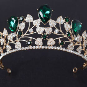 Queen Crown 76.7 Carat Round Brilliant Diamond & Emerald 55.4 Gms 14K Gold