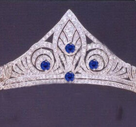 Wedding Tiaras 20.5 Carat Round Brilliant Diamond & Sapphire 70.7 Gms 14K Gold