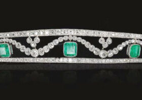 Wedding Tiaras 22.03 Carat Round Brilliant Diamond & Emerald 40.25 Gms 14K Gold