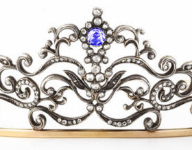 Queen Crown 10.2 Carat Rose Cut Diamond & Sapphire 48.9 Gms 925 Sterling Silver