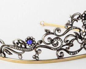 Antique Crowns 10.2 Carat Rose Cut Diamond & Sapphire 48.9 Gms 925 Sterling Silver