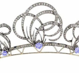 bridal tiara 15 Carat Rose Cut Diamond & Sapphire 55.3 Gms 925 Sterling Silver