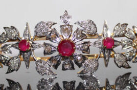 Princess Tiara 22.44 Carat Rose Cut Diamond & Ruby 74.5 Gms 925 Sterling Silver