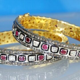 vintage bracelets 16.39 Tcw Ruby Rose Cut Diamond 925 Sterling Silver victorian jewelry