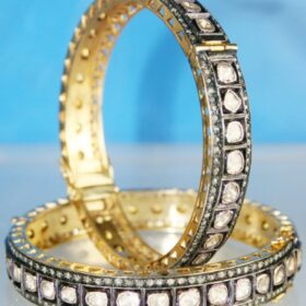 polki bracelet 10.9 Tcw  Rose Cut Diamond 925 Sterling Silver art deco jewelry