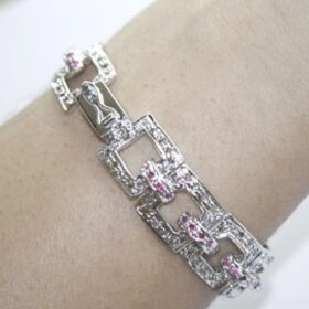 victorian bracelet 6.85 Tcw Ruby Rose Cut Diamond 925 Sterling Silver vintage style jewelry