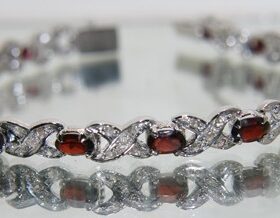 antique bracelets 9.5 Tcw Garnet Rose Cut Diamond 925 Sterling Silver art deco jewelry
