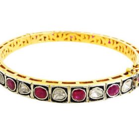 vintage bracelets 6.45 Tcw Ruby Rose Cut Diamond 925 Sterling Silver antique vintage jewelry