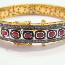 vintage bracelets 9 Tcw Ruby Rose Cut Diamond 925 Sterling Silver victorian jewelry