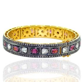polki bracelet 8.25 Tcw Ruby Rose Cut Diamond 925 Sterling Silver vintage diamond jewelry