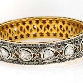 polki bracelet 7.2 Tcw  Rose Cut Diamond 925 Sterling Silver victorian jewelry