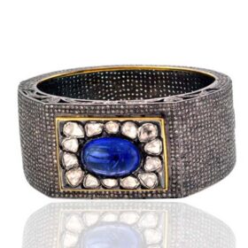 vintage bracelets 19.4 Tcw blue sapphire Rose Cut Diamond 925 Sterling Silver antique vintage jewelry
